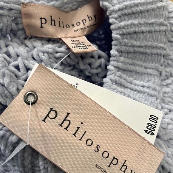 PHILOSOPHY LIGHT BLUE‎ FLUFFY SOFT KNIT SWEATER PULLOVER SIZE M - Picture 4 of 8
